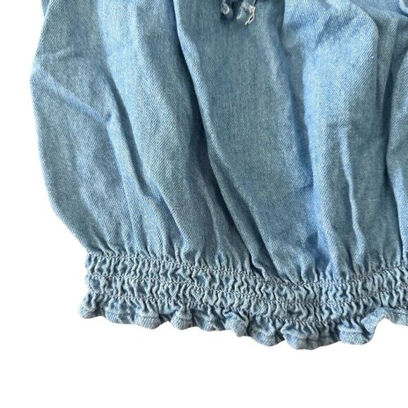 Old Navy Short Sleeve Crop Top with Elastic on Waist & Sleeve Light Denim XS - Picture 4 of 8